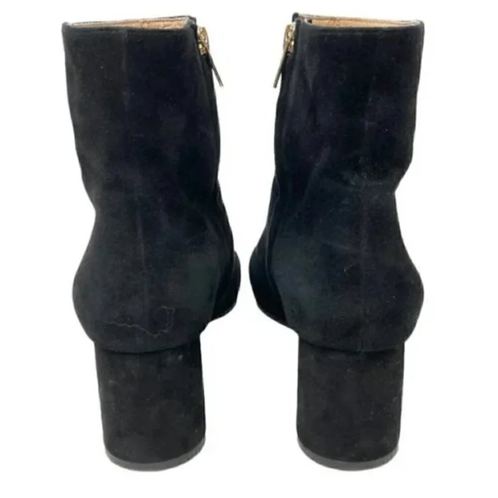 Joie Rarly Black Suede Zip Almond Toe Ankle Boots - Size 8.5 EU 39
